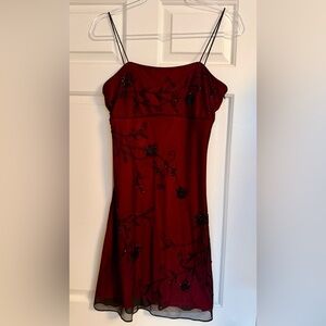 Stylish Red Dress with Black Embroidery size 6-8